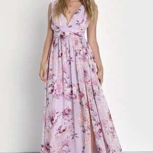 Lulu's Lavender Floral Maxi Dress